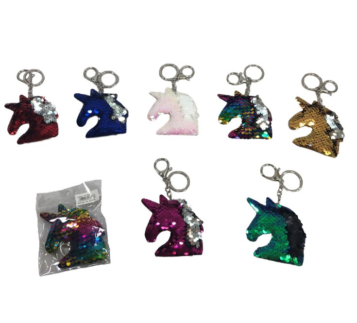 Reversible Sequin Key Chain [Unicorn Head]